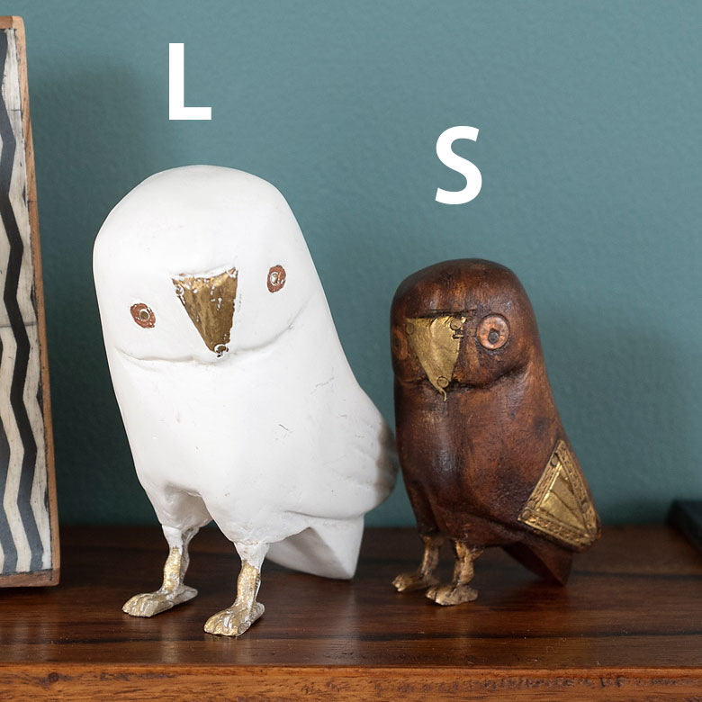 フクロウ スモール オブジェ ふくろう ウッド 真鍮 [94220-br 94220-iv