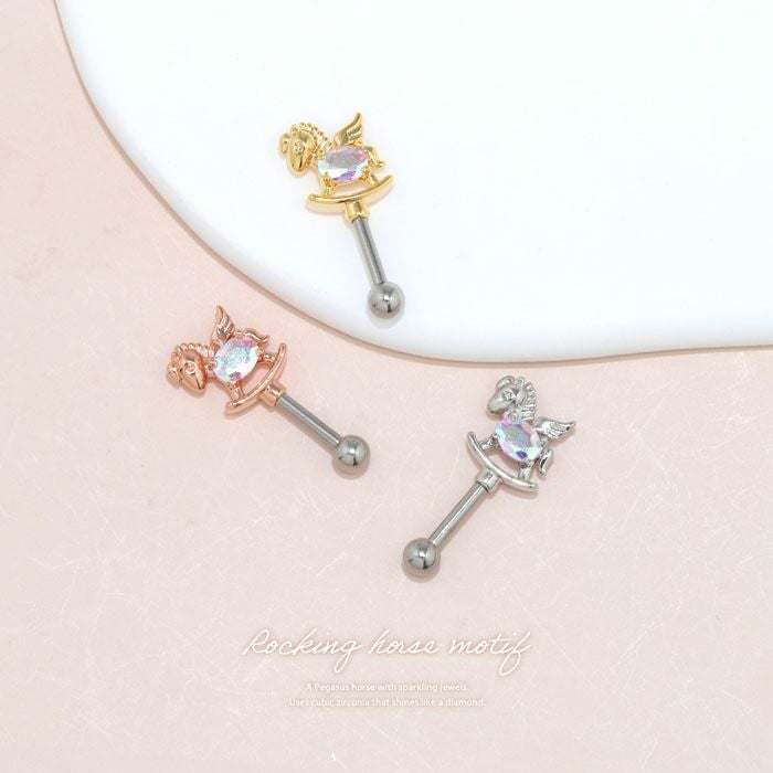 翼付き木馬ピアス｜ボディピアス凛【公式】