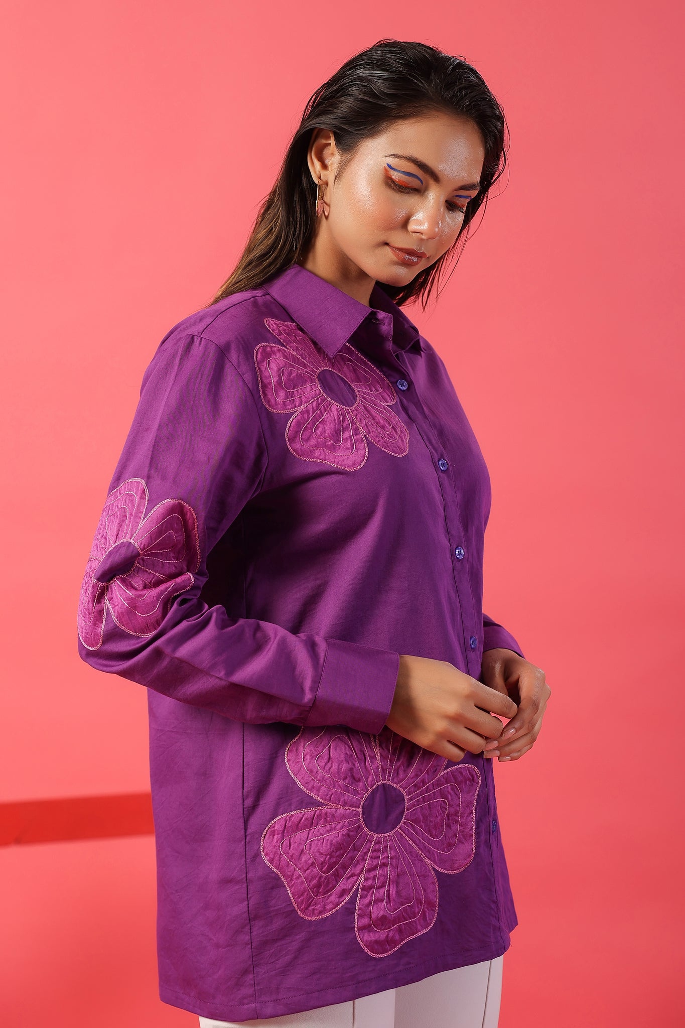 Midnight Blossom Organza Applique Shirt – Ridah Clothing
