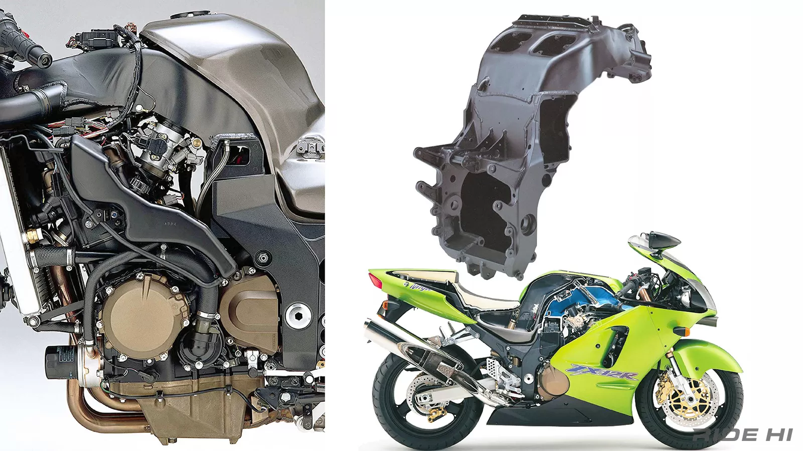 ZX-12Rのエンジン上を通る独創のモノコックフレーム！【このバイクに