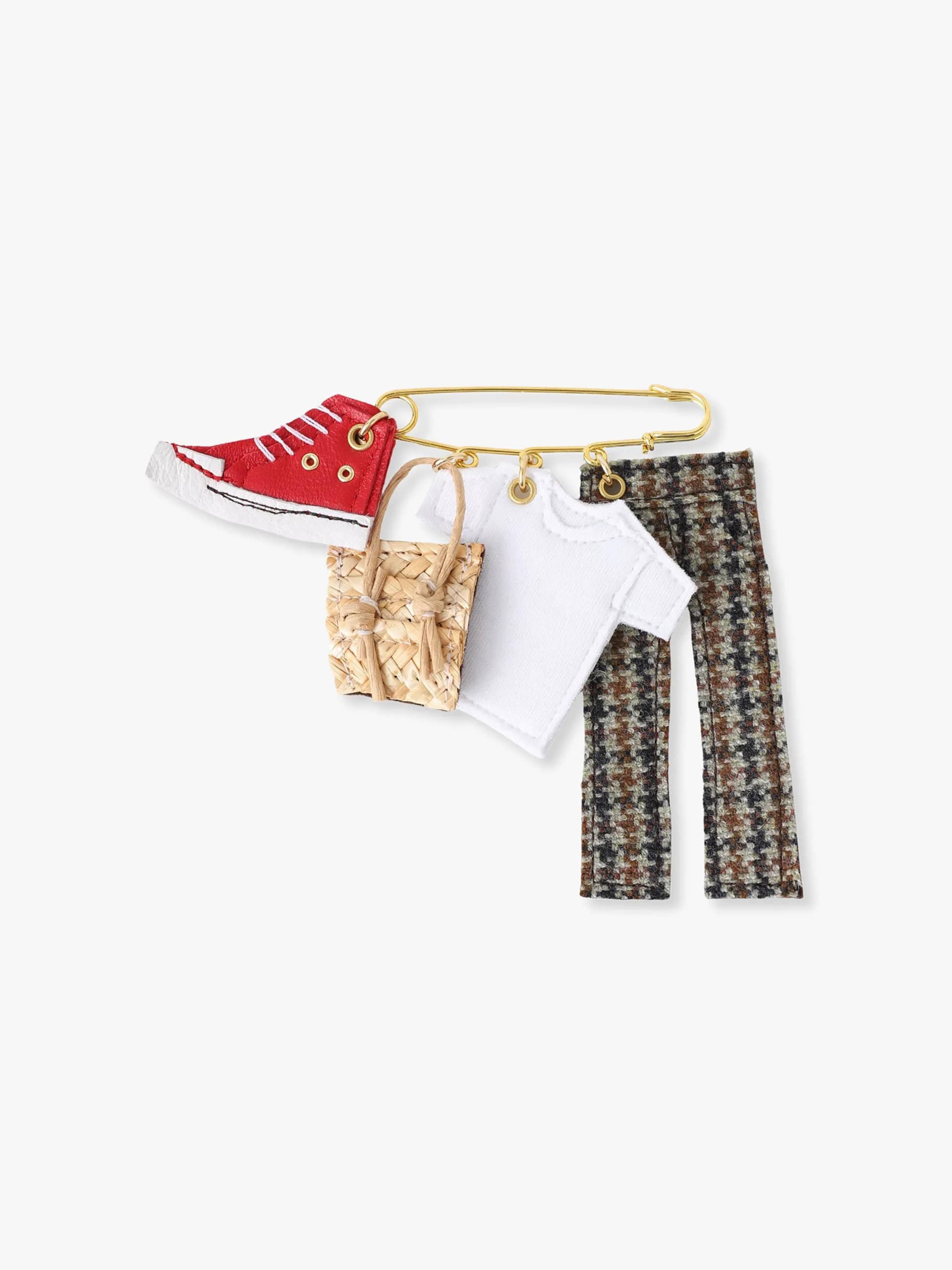 チェックパンツ＆スニーカー ブローチ｜Anne Marie Herckes(アンヌ