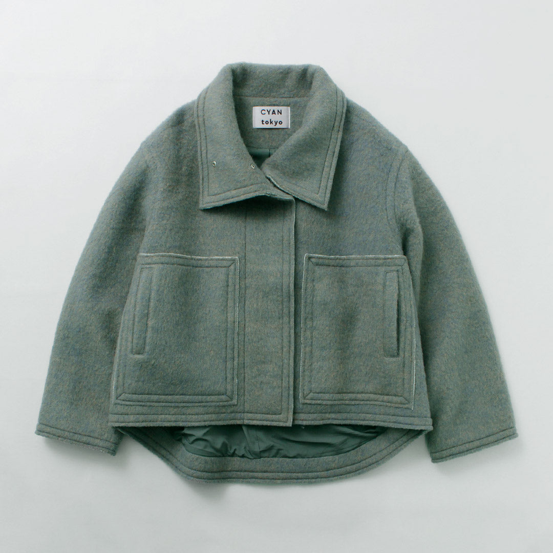 CYAN TOKYO（シアン トーキョー） ウールシャギー スタンドブルゾン