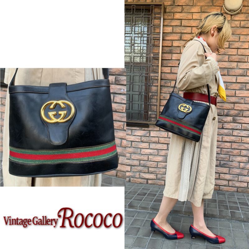 OLD Gucci 80s!GG金具バケツ型ショルダー（黒） – Vintage Shop Rococo