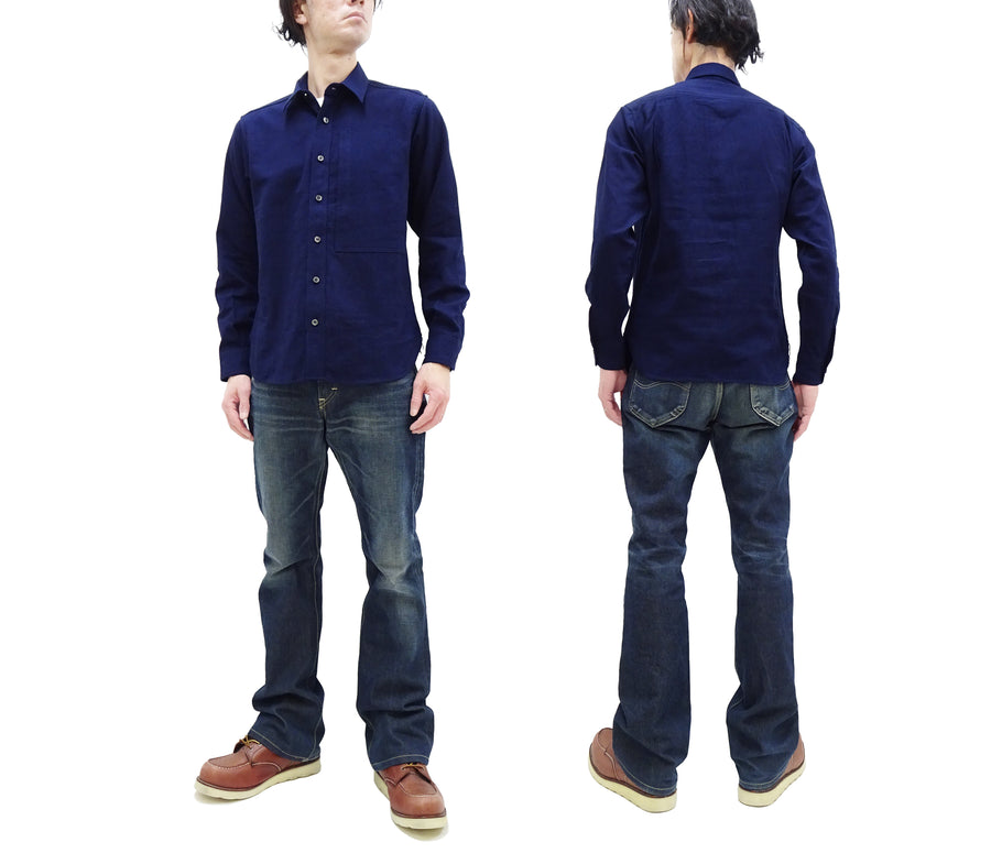 Momotaro Jeans Shirt Men's Plain Lightweight Cotton Dobby Long