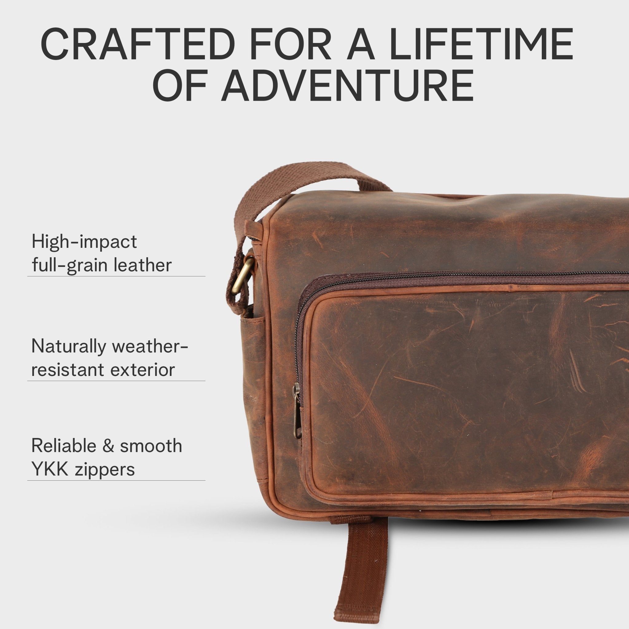 Rofozzi Ranger Vintage Full-Grain Leather Camera Messenger Bag