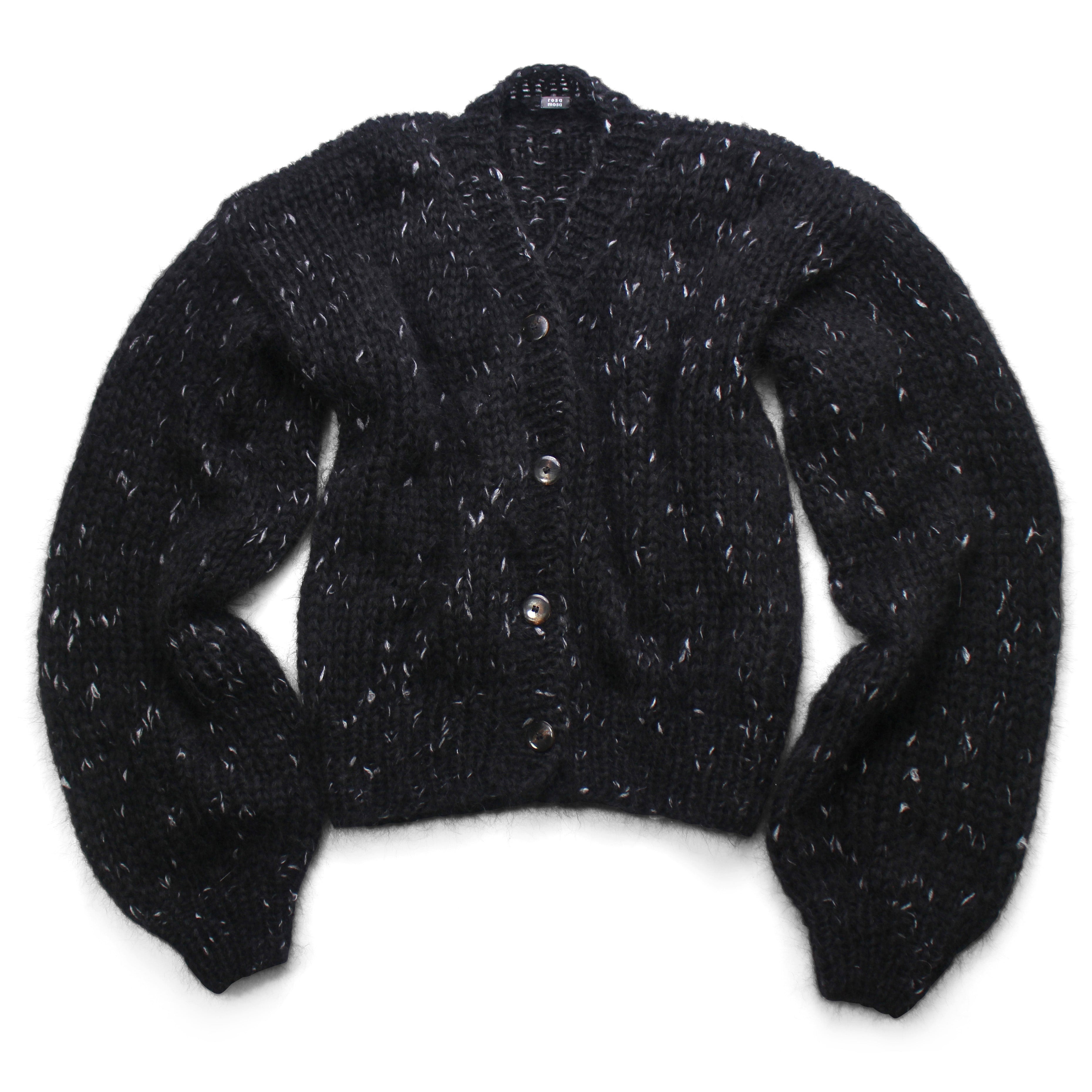 Unisex Hand Knit Mohair Cardigan + black white dots – rosa mosa