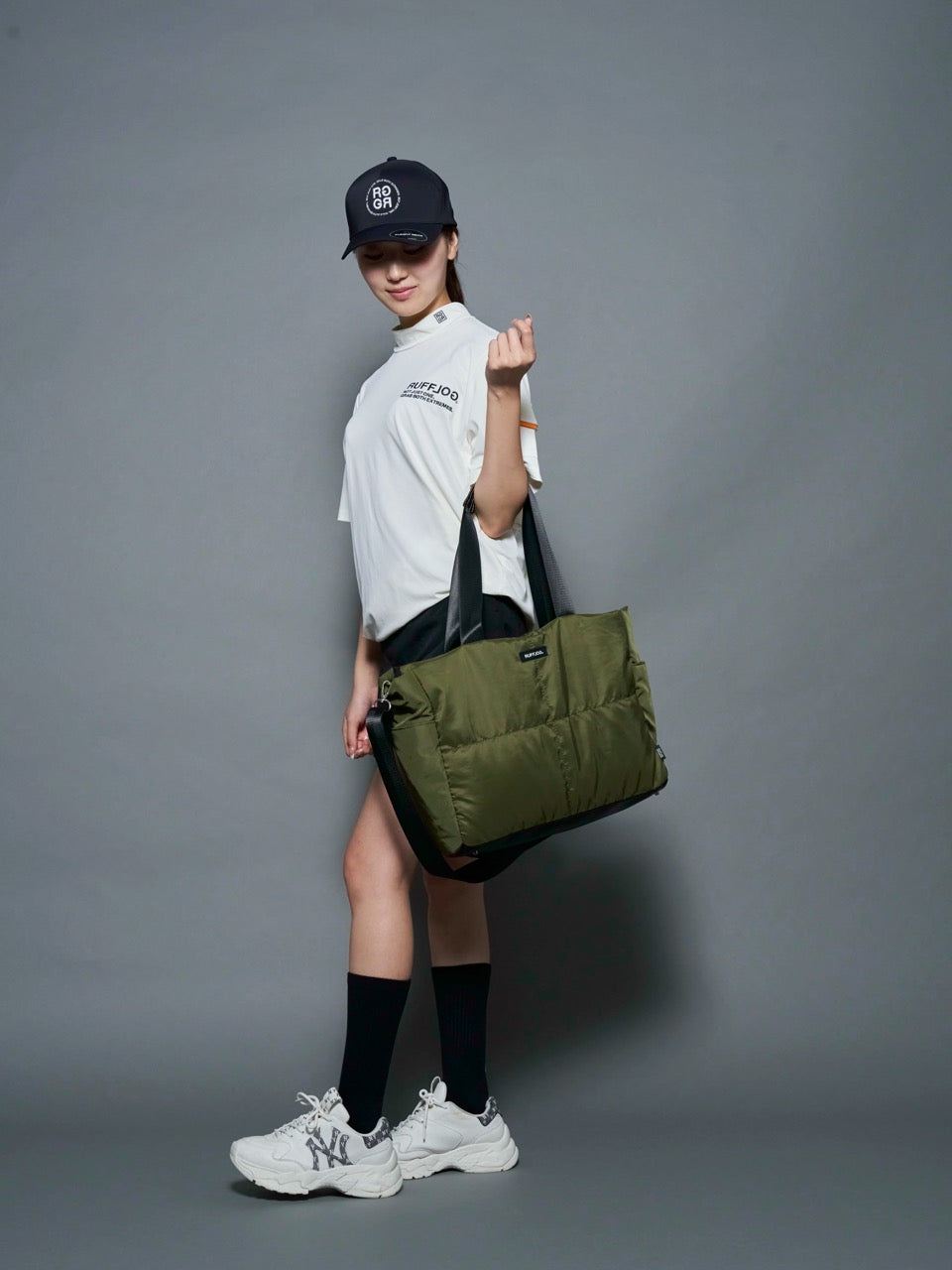 RUFFLOG QUILTING SHOULDER TOTE BAG