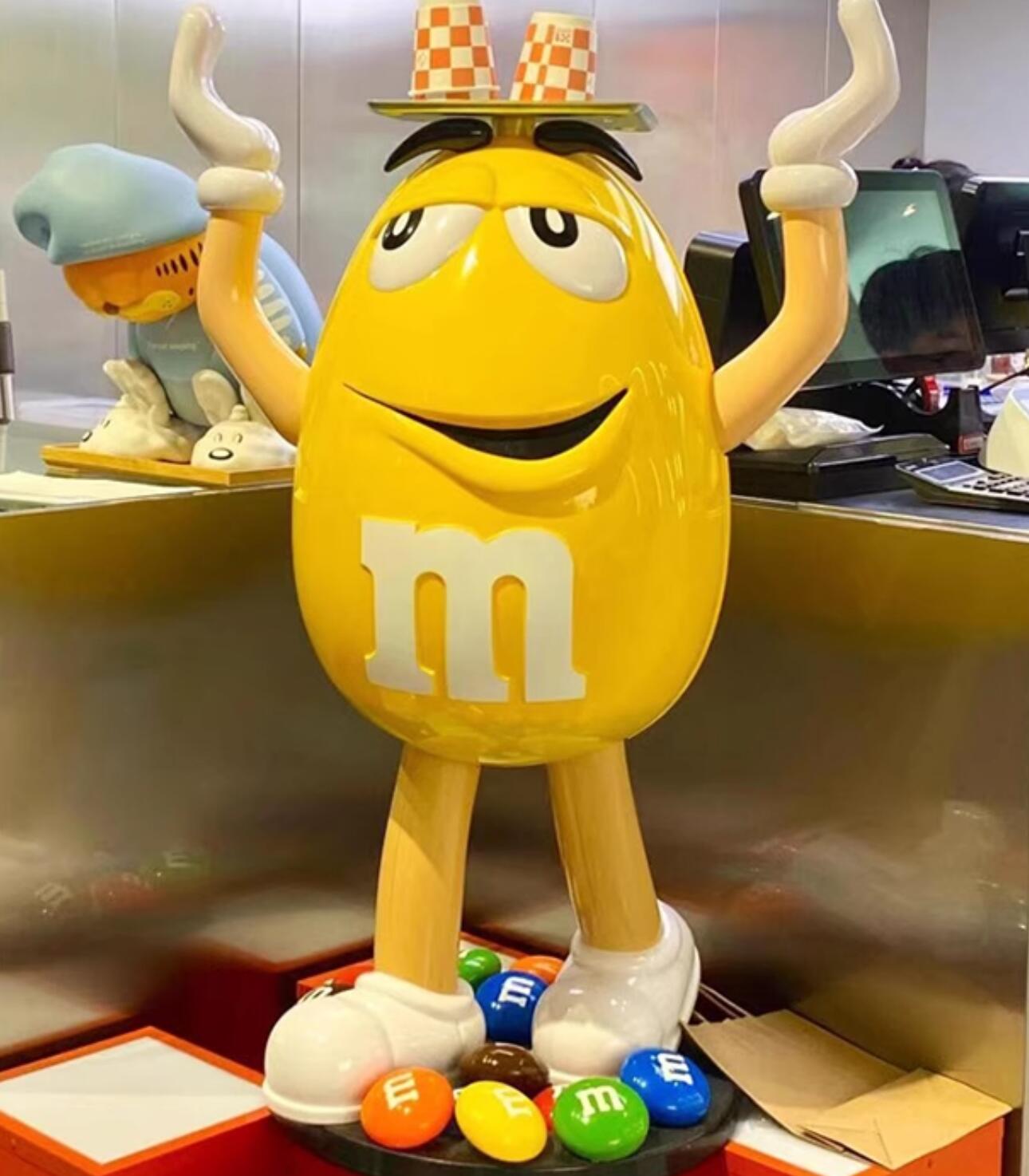 Custom Yellow M&M Statue For Candy Store Display & Decoration