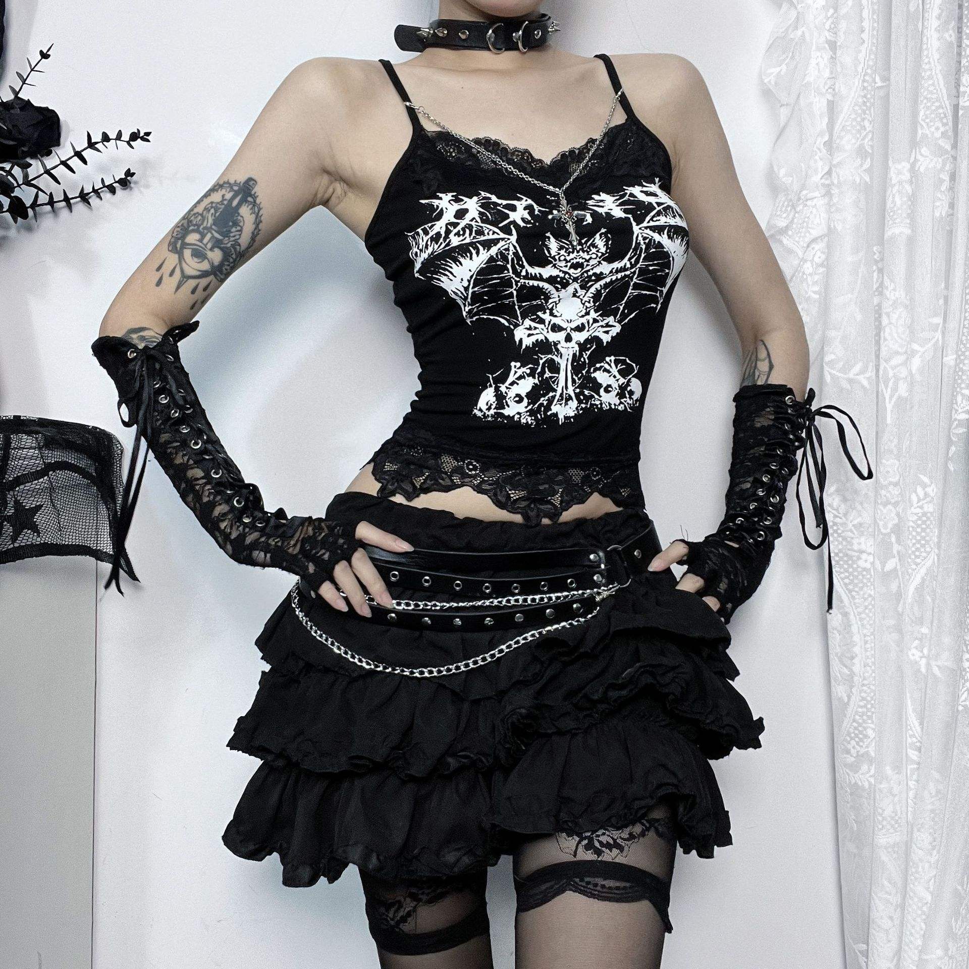 Punk Aesthetic Sleeveless Camisole - Grunge Crop Top