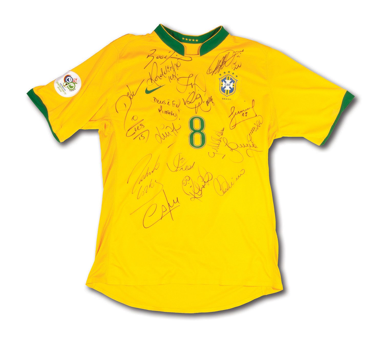 2006 BRAZIL (CBF) TEAM SIGNED KAKA #8 FIFA WORLD CUP MATCH ISSUED