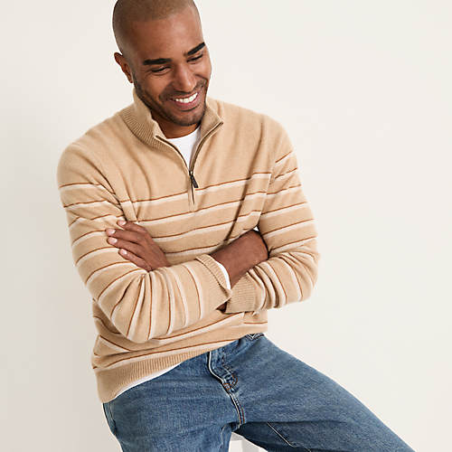 Men's Fine Gauge Cashmere Quarter Zip | Lands' End