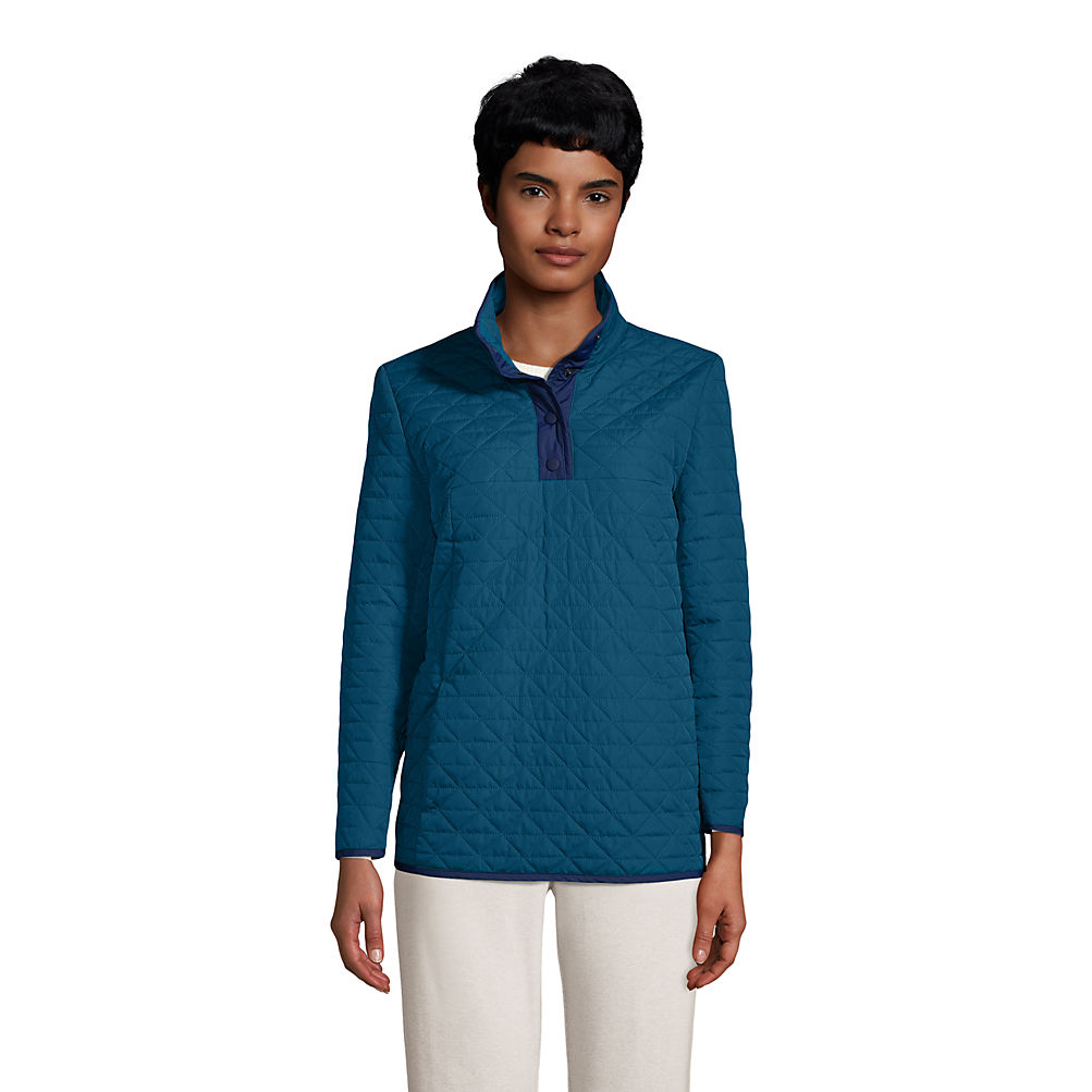 Women's Insulated Quilted Snap Neck Pullover | Lands' End
