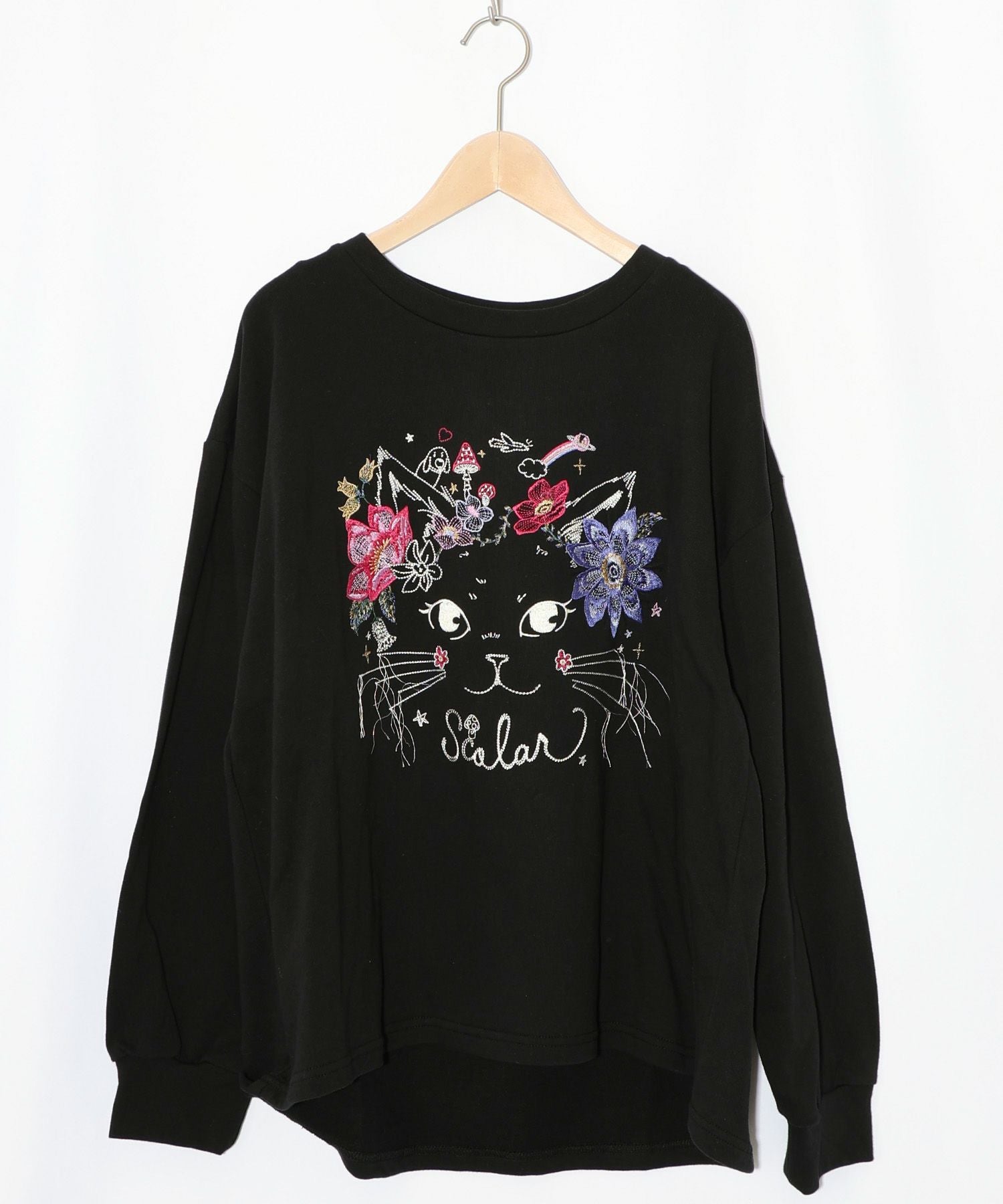 153699：花猫刺繍のミニ裏毛プルオーバーの通販-ScoLar