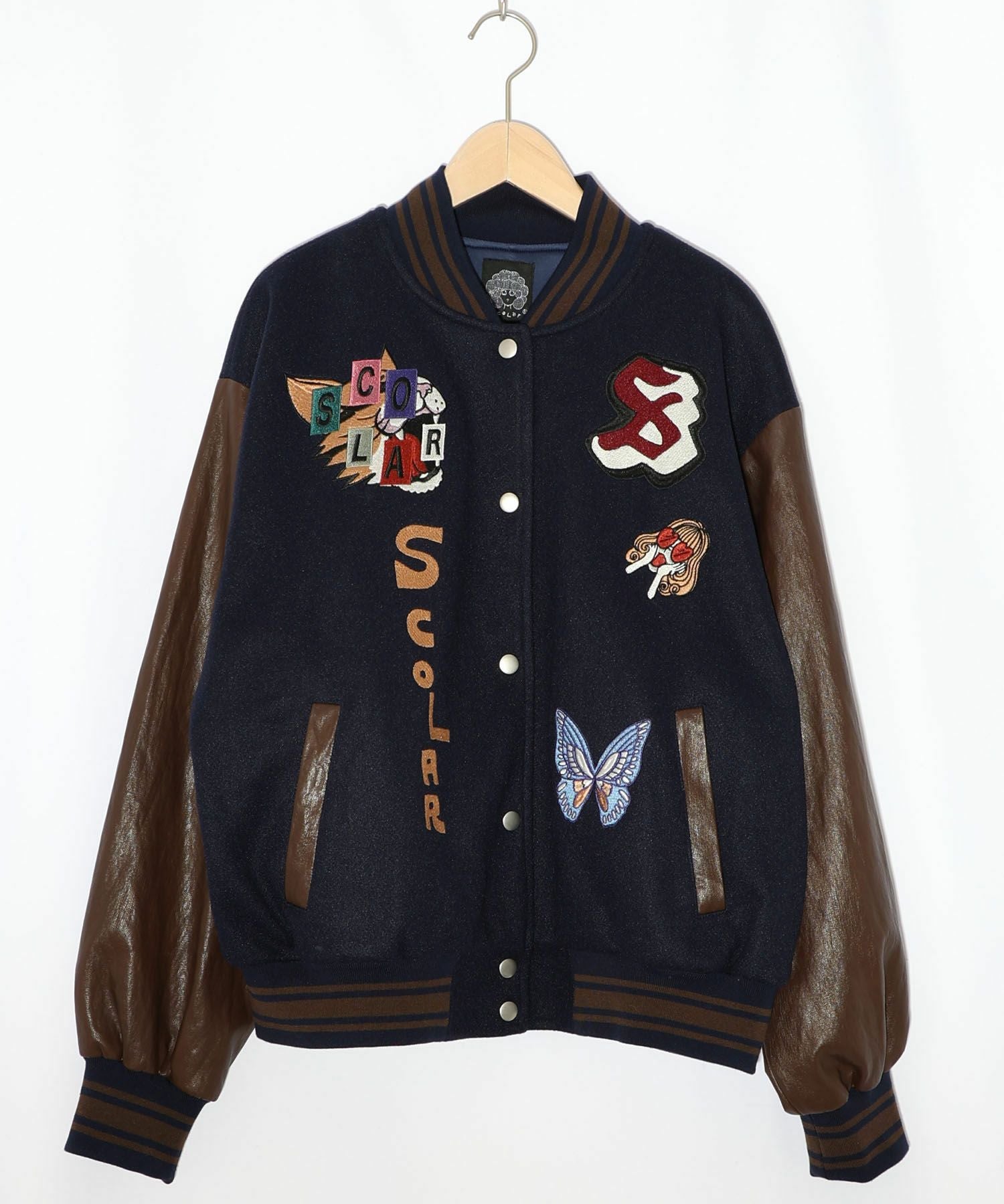 153686：メルトン×合皮 異素材切替スタジャンの通販-ScoLar