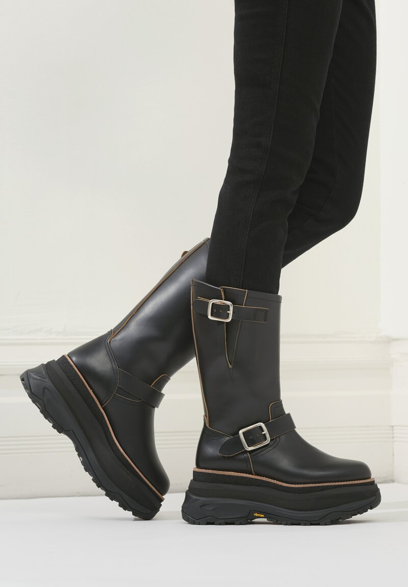 Sacai Buckled Engineer Boots in Black | Santa Fe Dry Goods