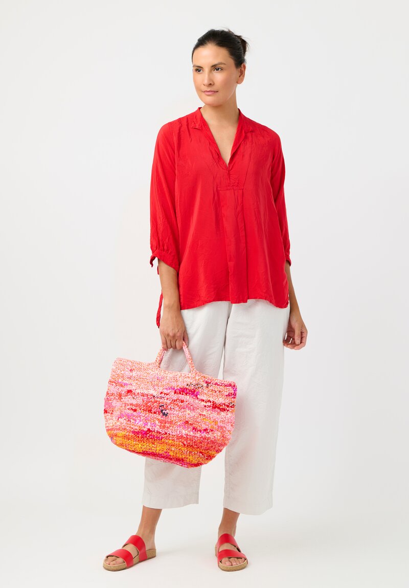 Daniela Gregis Cotton Hand-Crocheted Shopping Bag in Peach Pink