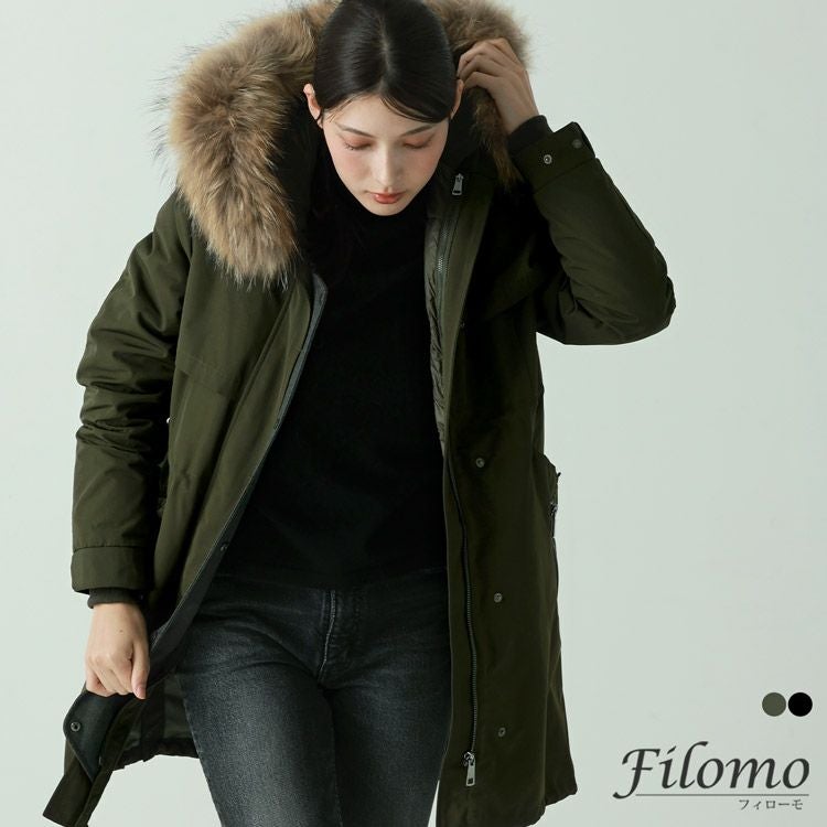 Filomo モッズコート レディース ダウン ライナー フード付き ファー
