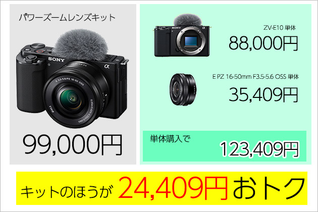 レンズキットが圧倒的おトク!? ブイログカム ZV-E10同梱レンズ 価格調査