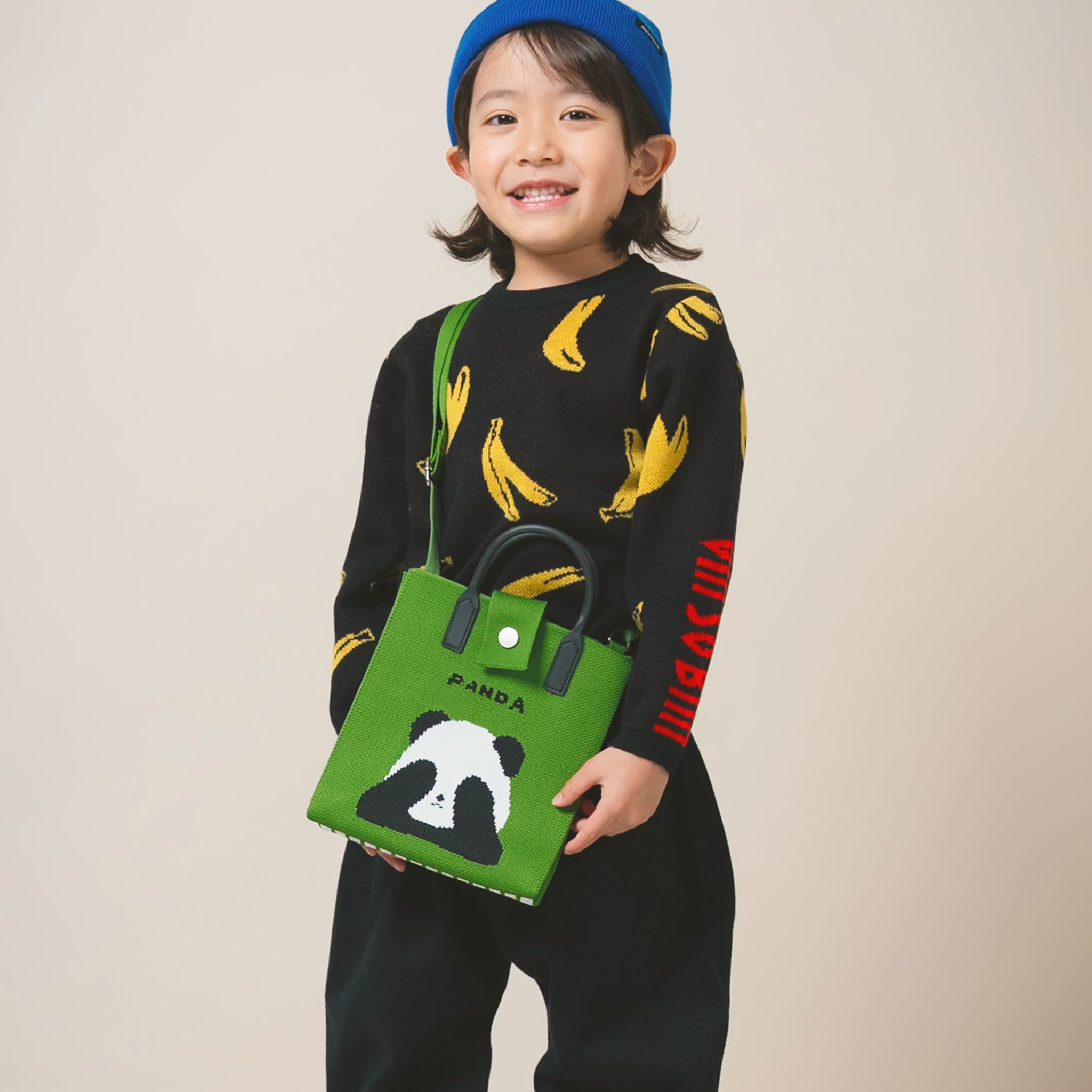 キッズショルダーバッグ｜いないいないパンダ柄｜軽量・ポケット付きで