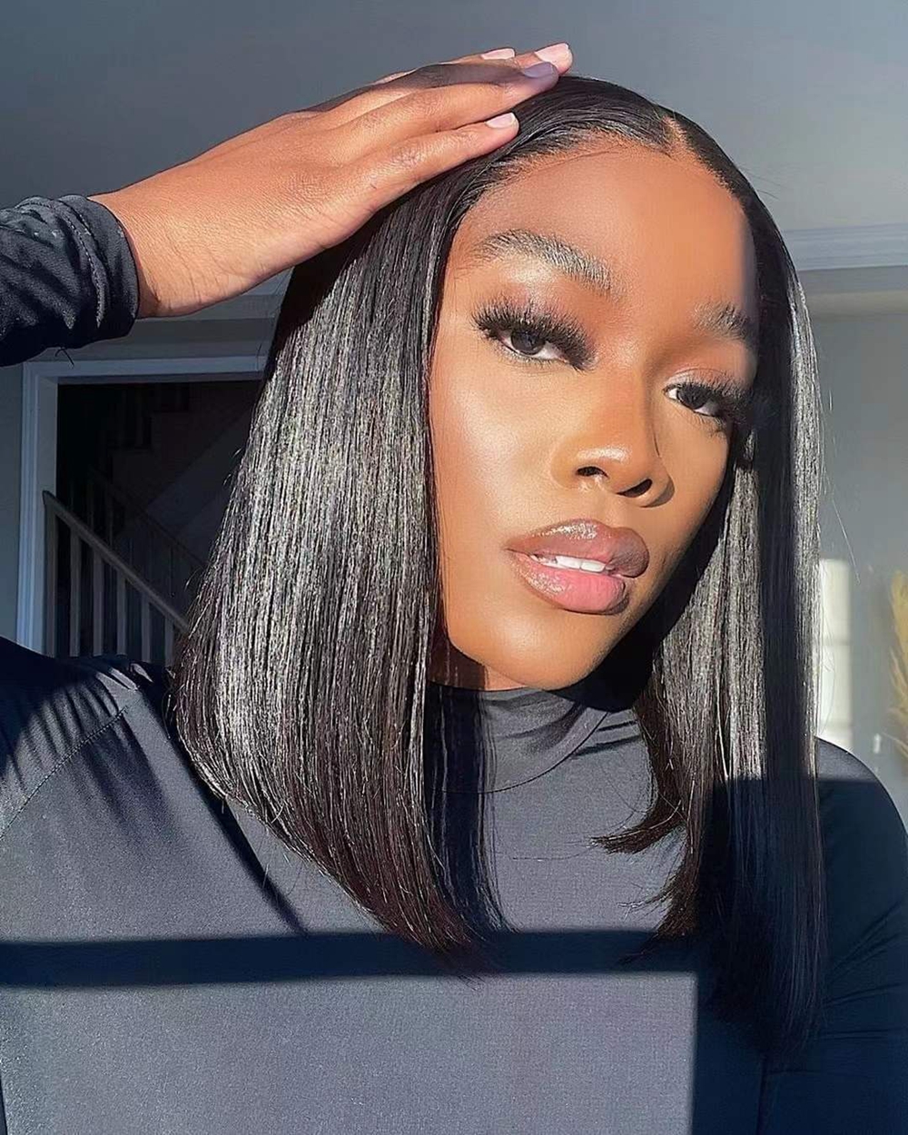 エボニーウィッグ ロング タイトロープウィッグ レースフロント 黒