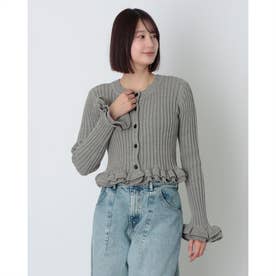 クラネ CLANE W FACE SHORT FRILLED KNIT TOPS （GRAY） -ファッション