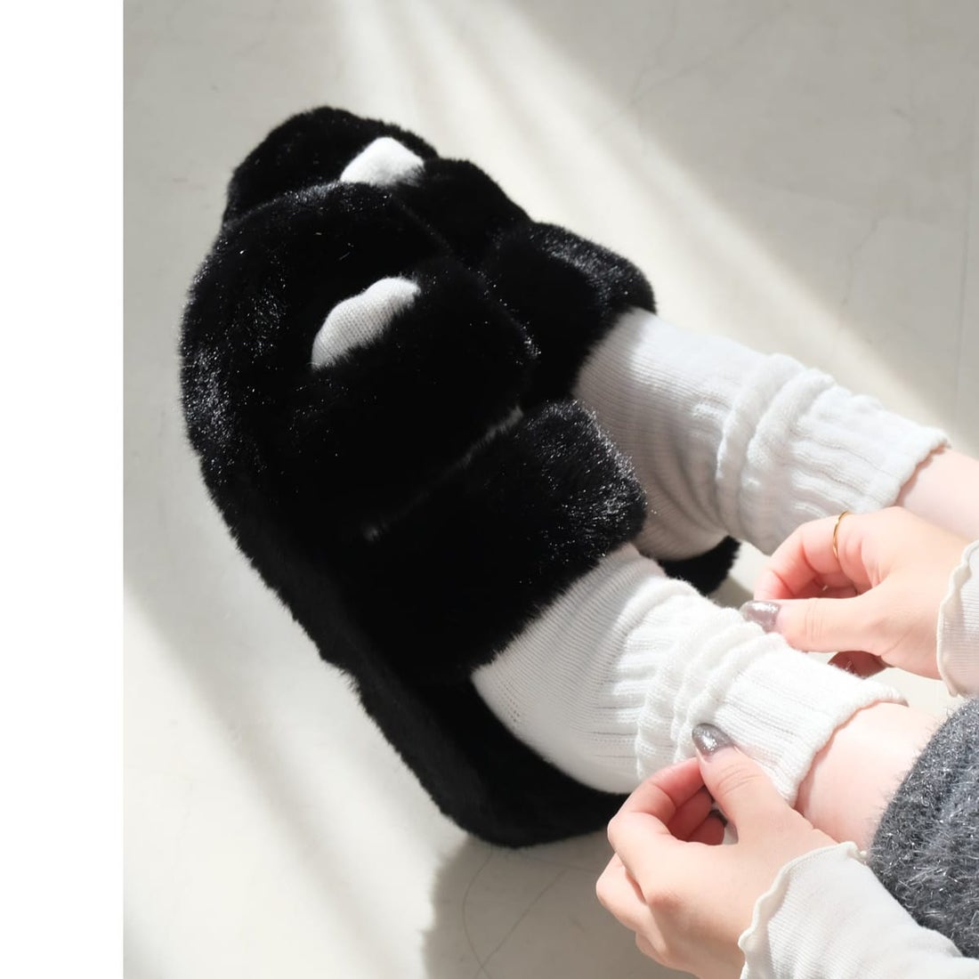 AmiAmi ［アミアミ］ファーサンダル ふわふわ サンダル 厚底