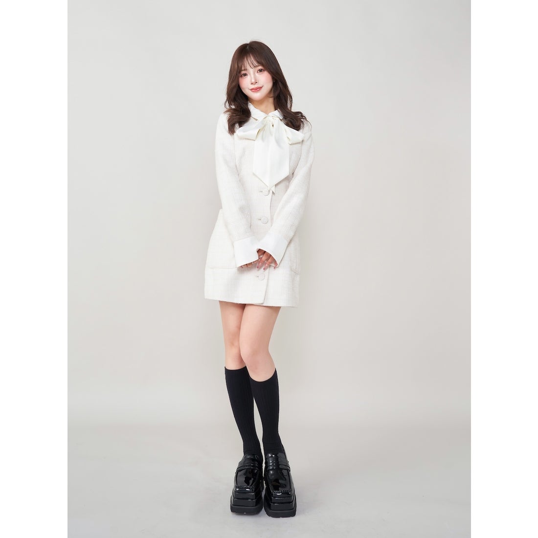 ダーリッチ Darich クラシカルボウタイツイードミニワンピース