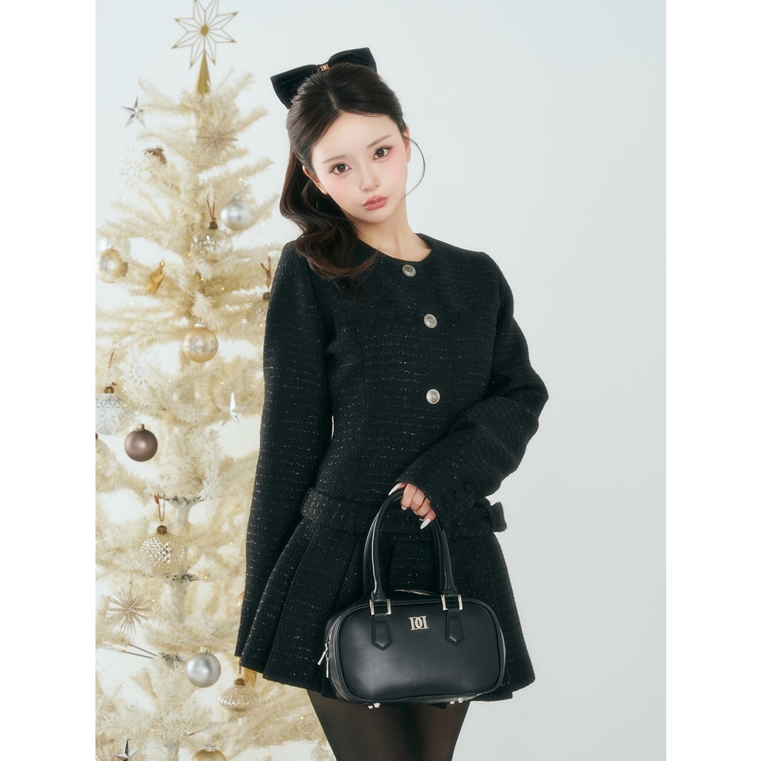 ダーリッチ Darich ボックスプリーツツイードミニワンピース