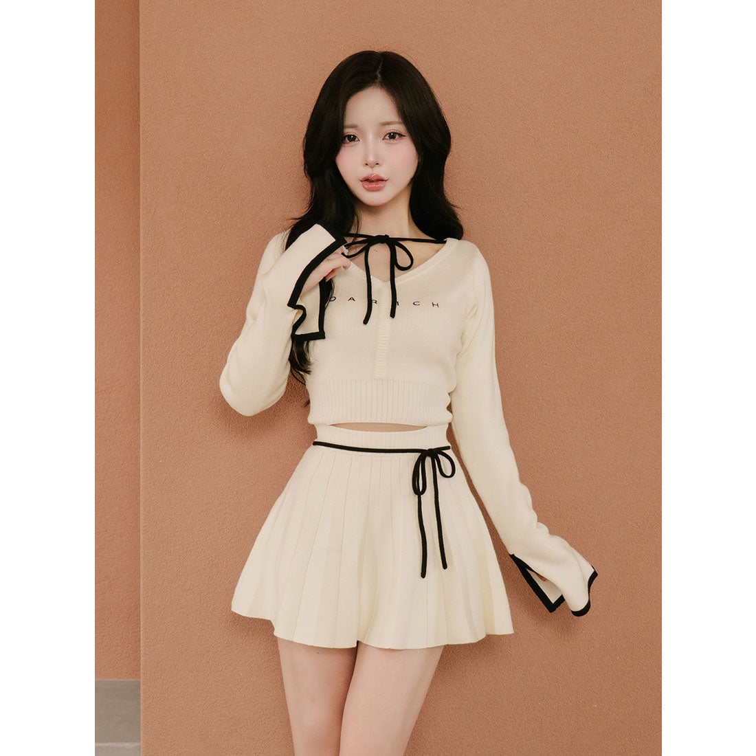 ダーリッチ Darich ウエストオープンリボンデザインニットミニ