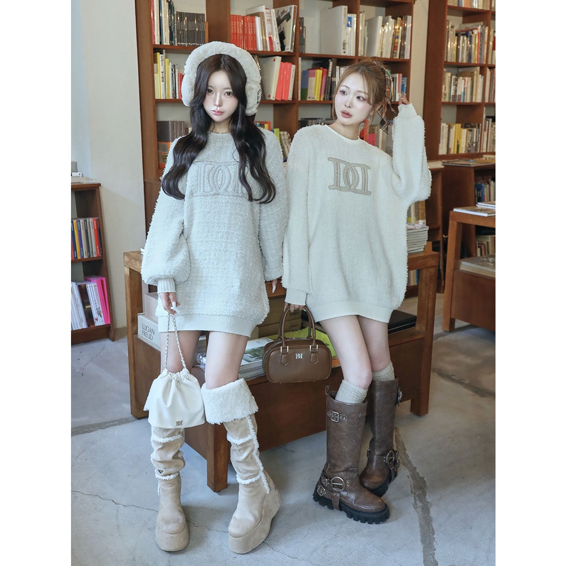 ダーリッチ Darich DDロゴツイードニットプルオーバー （ホワイト