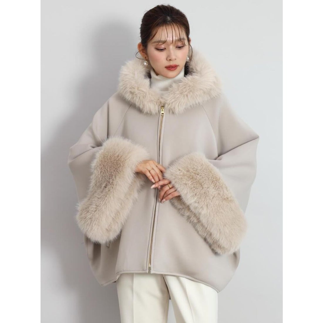 フェンネル FENNEL エコファーポンチョアウター （ブラック