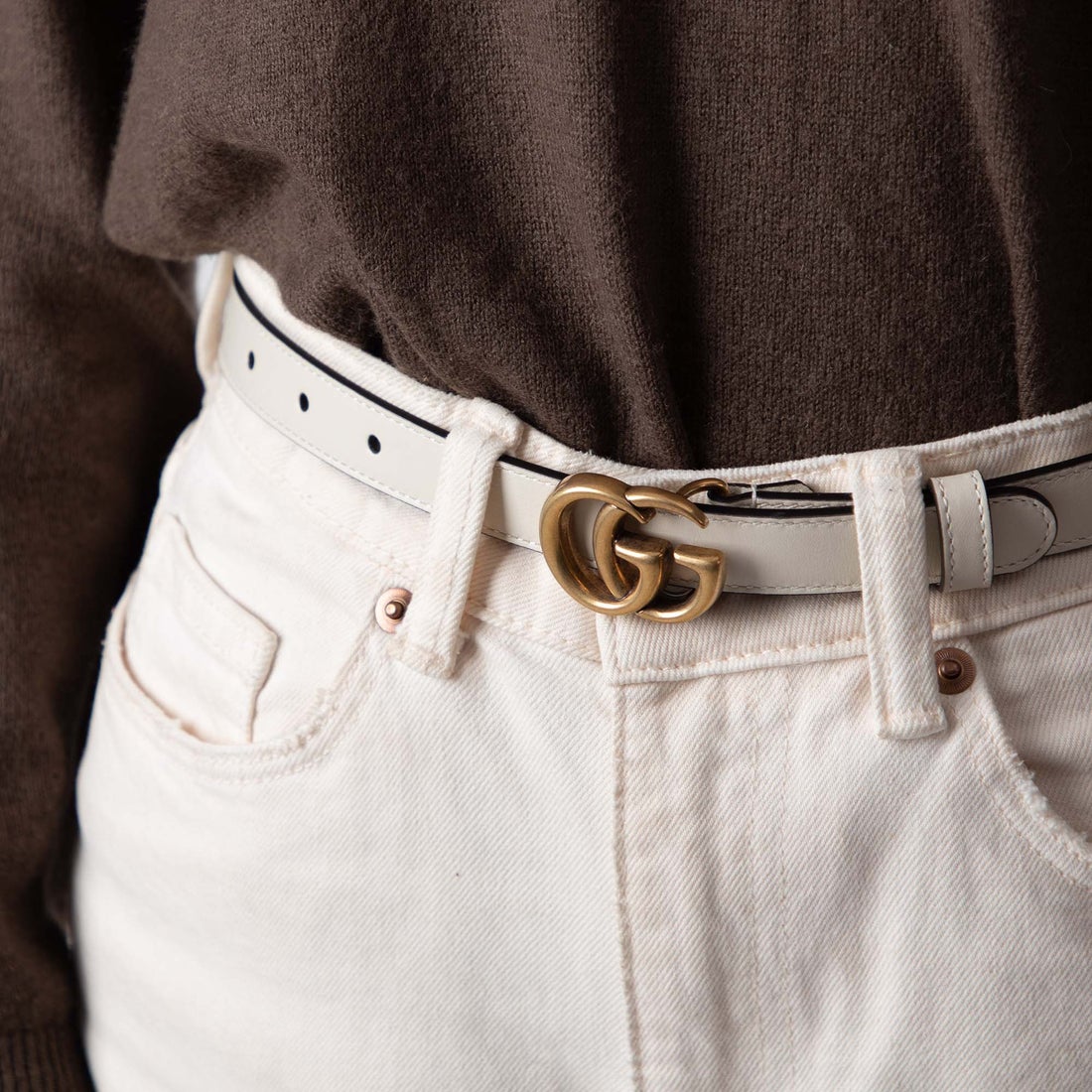 グッチ GUCCI 409417 AP00T ベルト レディース スリムベルト ダブルG
