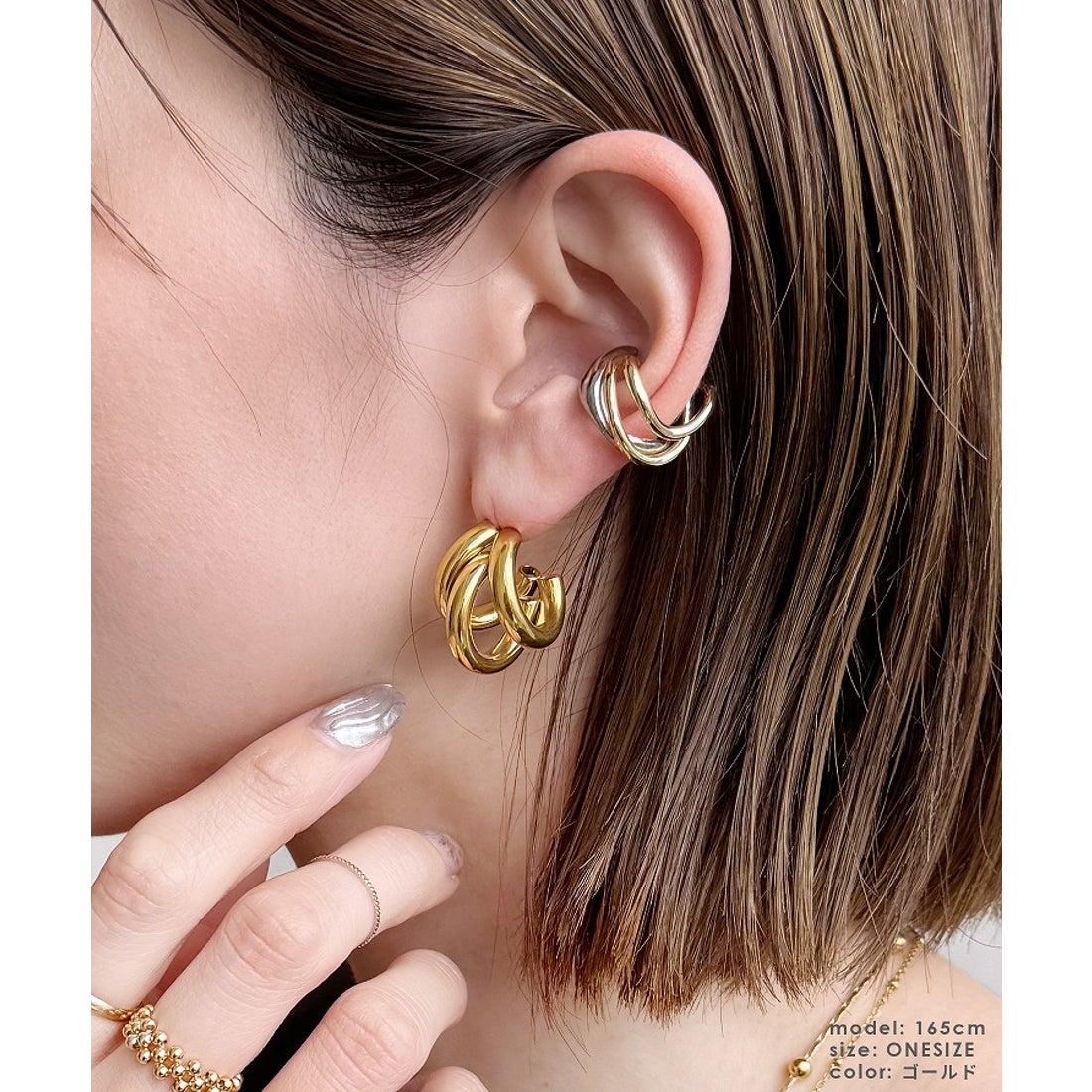 レカ reca 金属アレルギー対応 三連フープピアス(acc240213