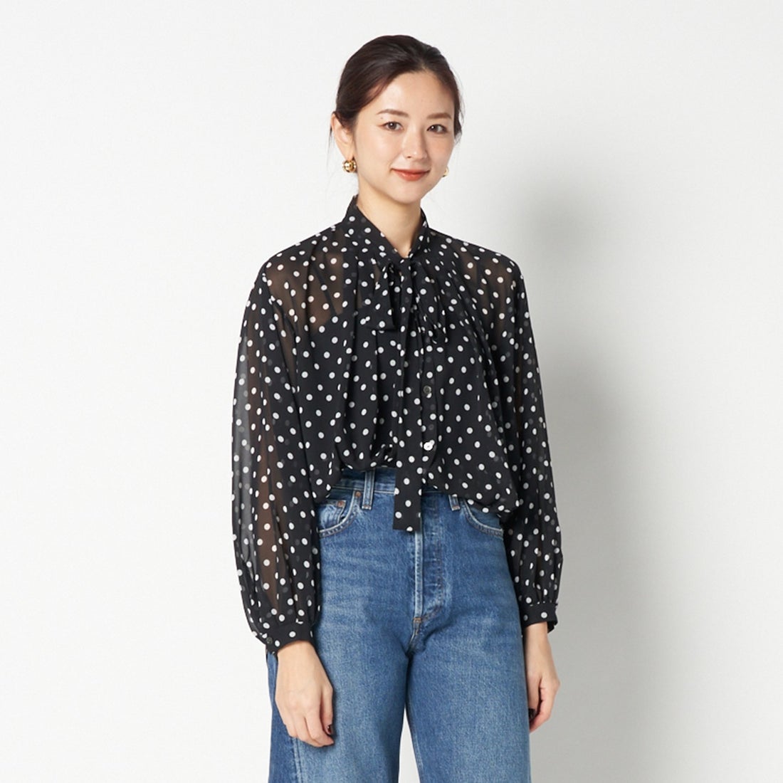 エリオポール HELIOPOLE DOT BOWTIE BLOUSE （ブラック