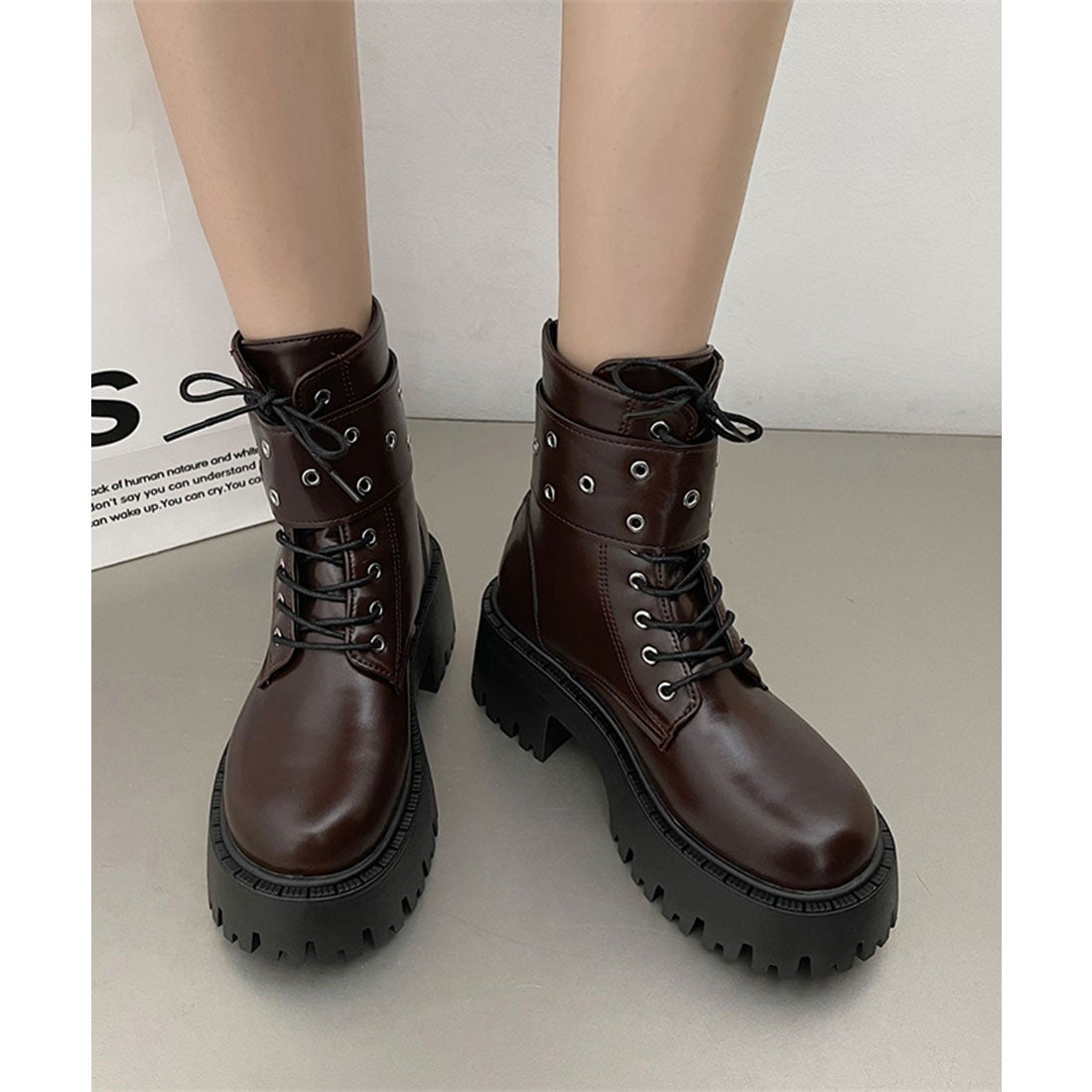 レースレディース Lace Ladies ダブルベルト レザー調 厚底 レース