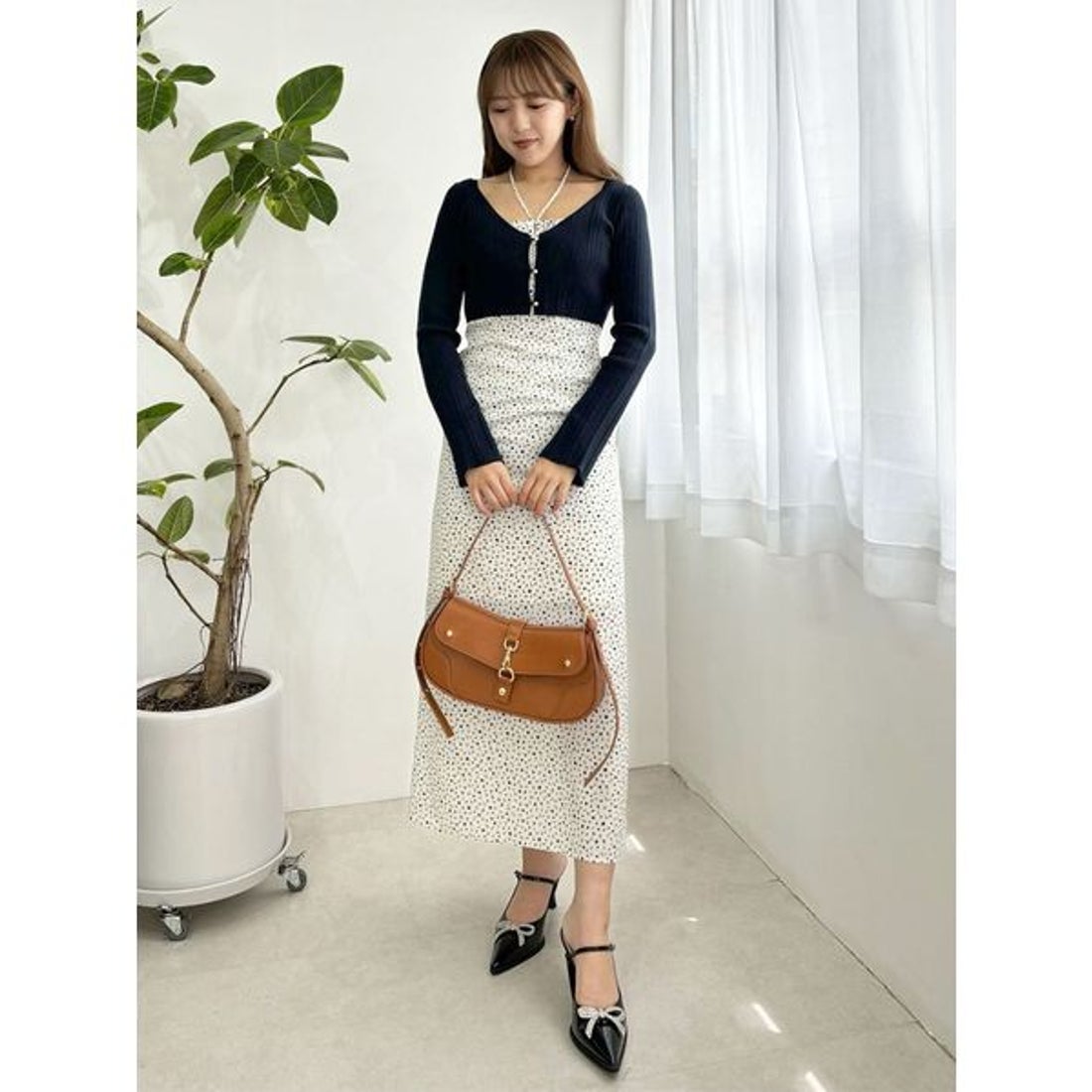 リリーブラウン LILY BROWN ニットカーデセットキャミワンピース （IVR