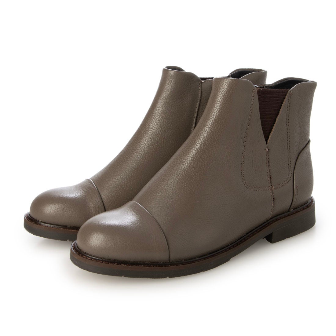 本革】 サイドゴアショートブーツ 6729 （グレージュ） -モードカオリ