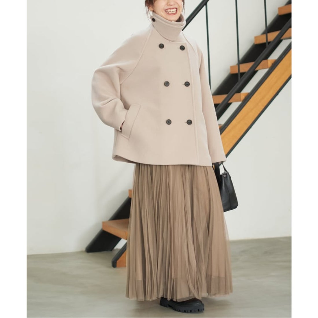 スピック＆スパン Spick & Span S160スタンドカラーショートコート