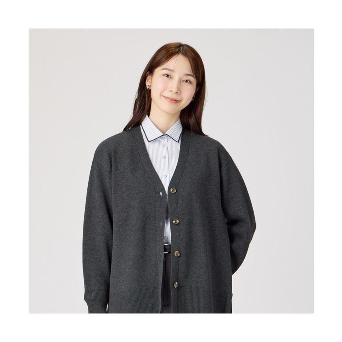 トーキョーシャツ TOKYO SHIRTS Vネックボクシーニットカーディガン