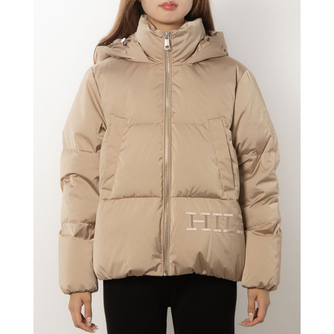 トミー ヒルフィガー TOMMY HILFIGER サテンフーデッドダウン