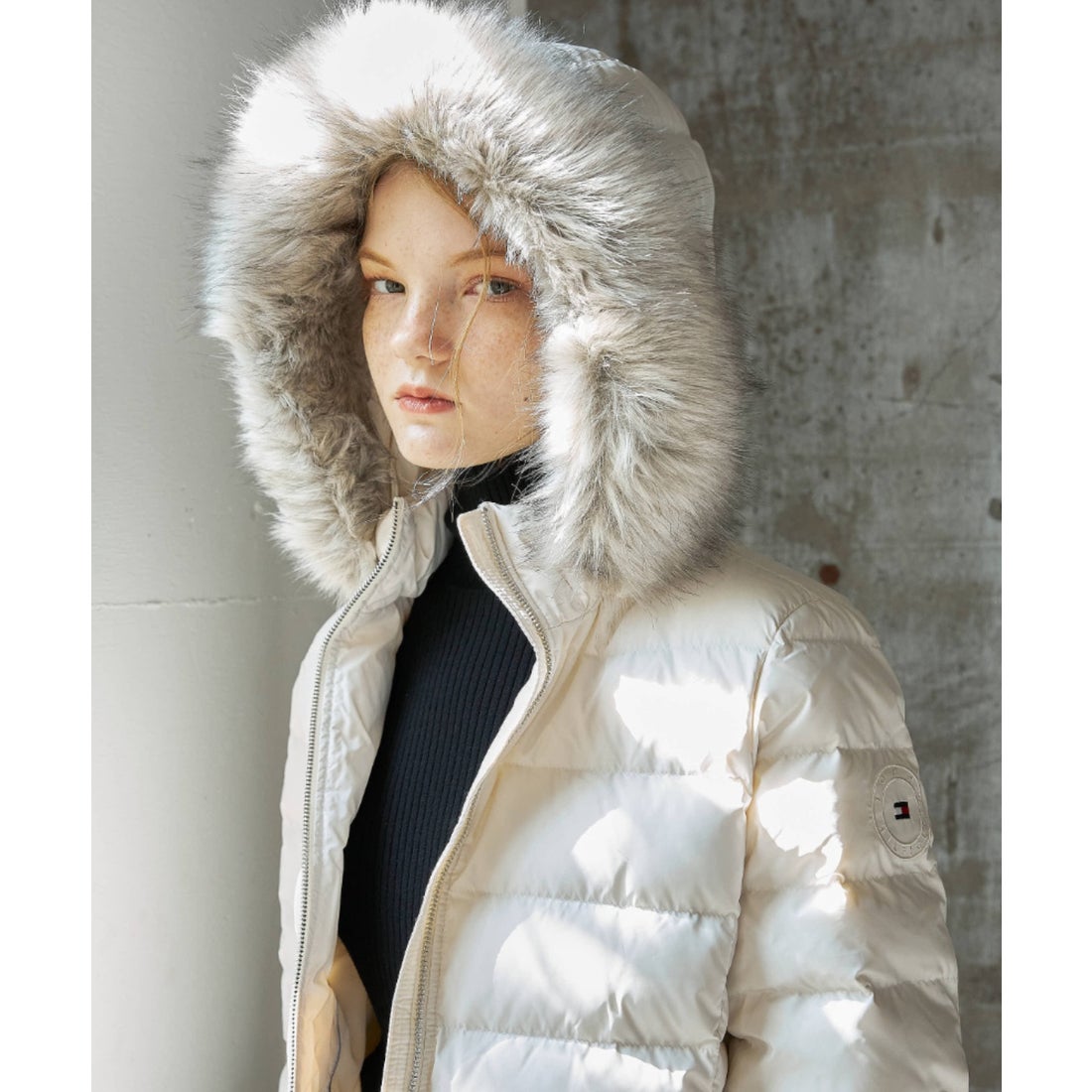 トミー ヒルフィガー TOMMY HILFIGER ファーダウンコート （ホワイト