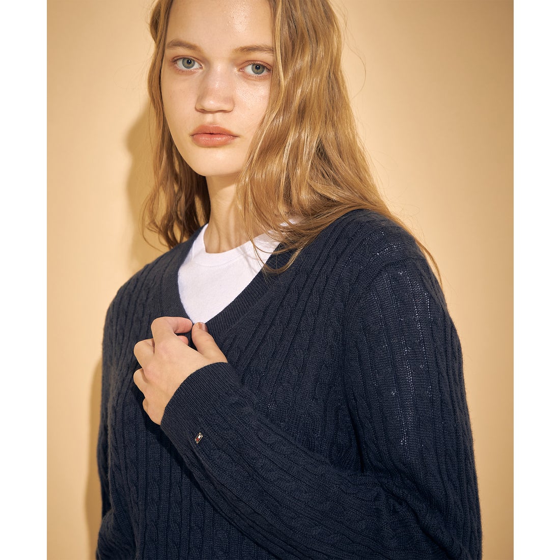 トミー ヒルフィガー TOMMY HILFIGER ソフトウールケーブルVネック
