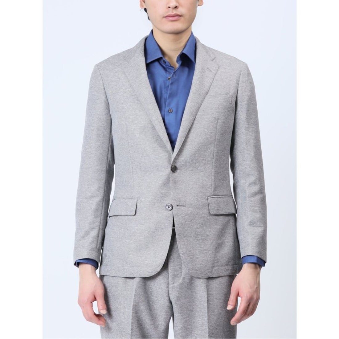 TAKA-Q TechLinen スリムフィット 2ボタンジャケット ライトグレー