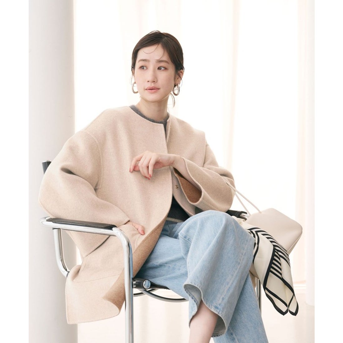 UNITED ARROWS バイカラー リバー ミドルコート （COBALT