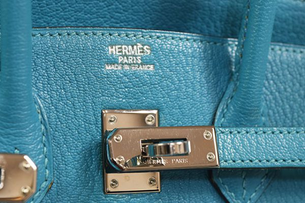 売切】エルメス バーキン25 ターコイズ シェーブル S金具 □I刻印