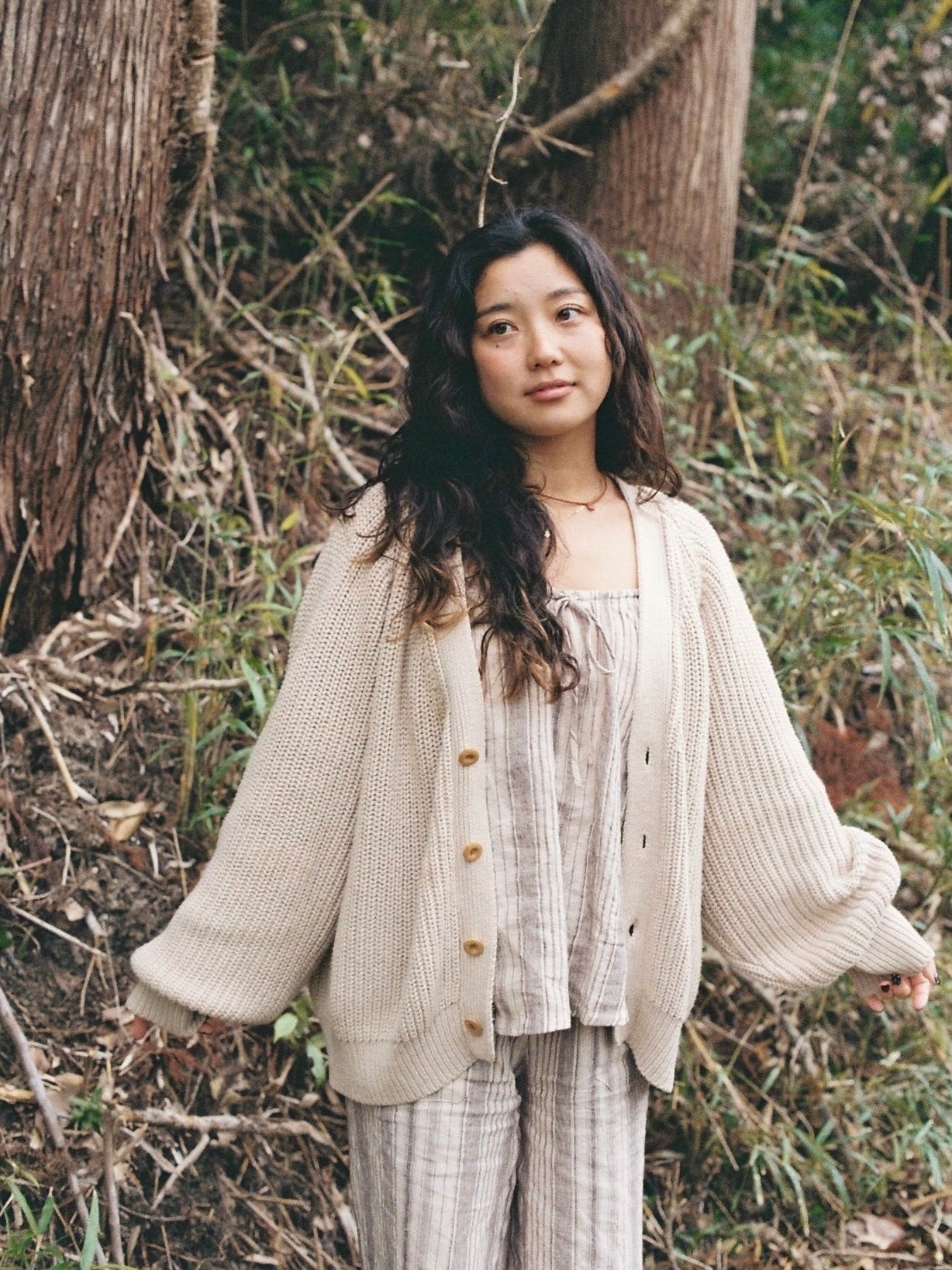 Organic cotton cardigan(oat) – seed and soil