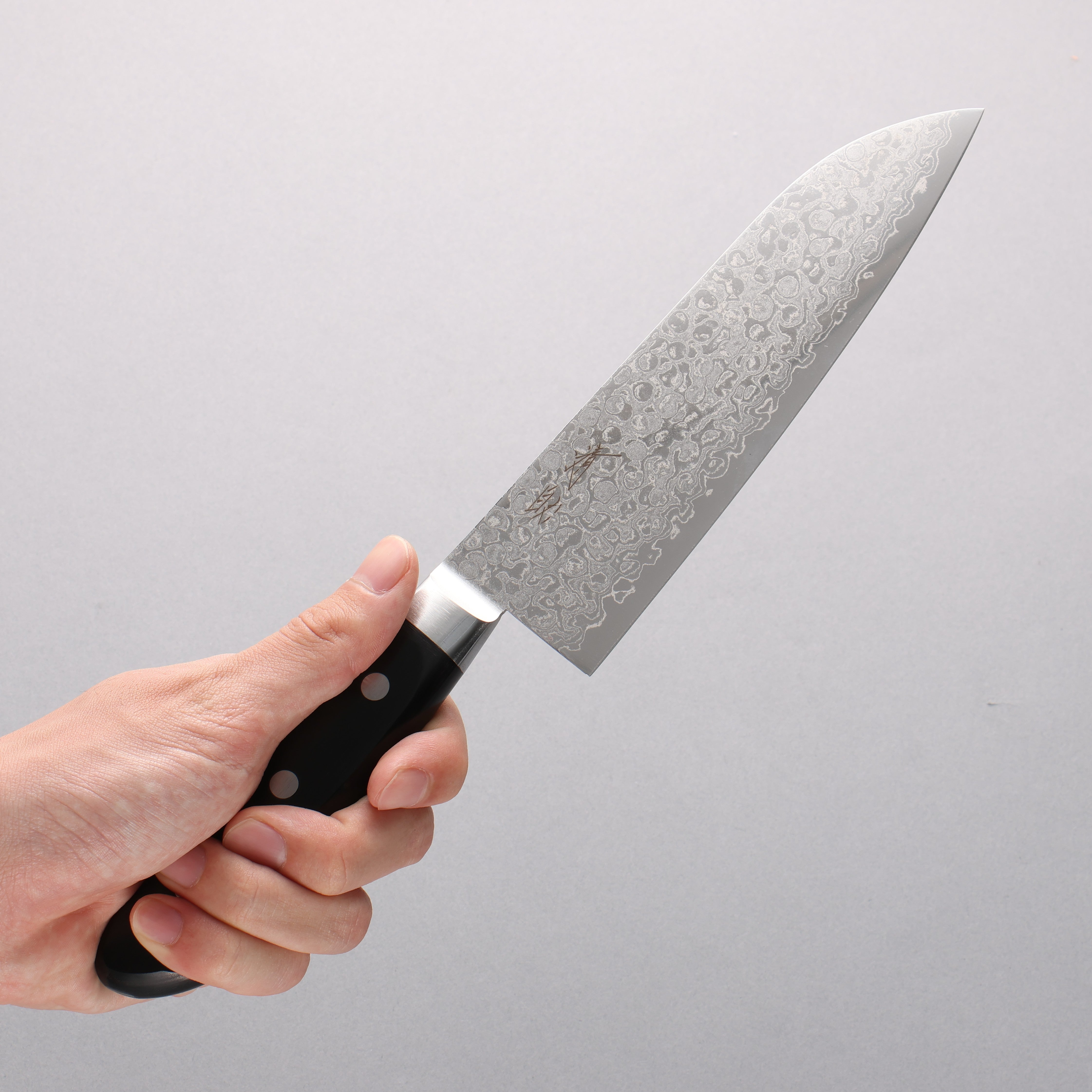 清助 AUS10 45層ダマスカス 三徳包丁 165mm 黒合板柄 – 清助刃物 Japan