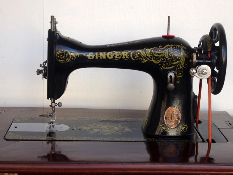 No.393 希少薔薇柄 SINGER 15 シンガー製 家庭用足踏みミシン