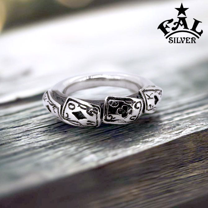 エフエーエル F.A.L FAL シルバー リング トランプ 4カード サム