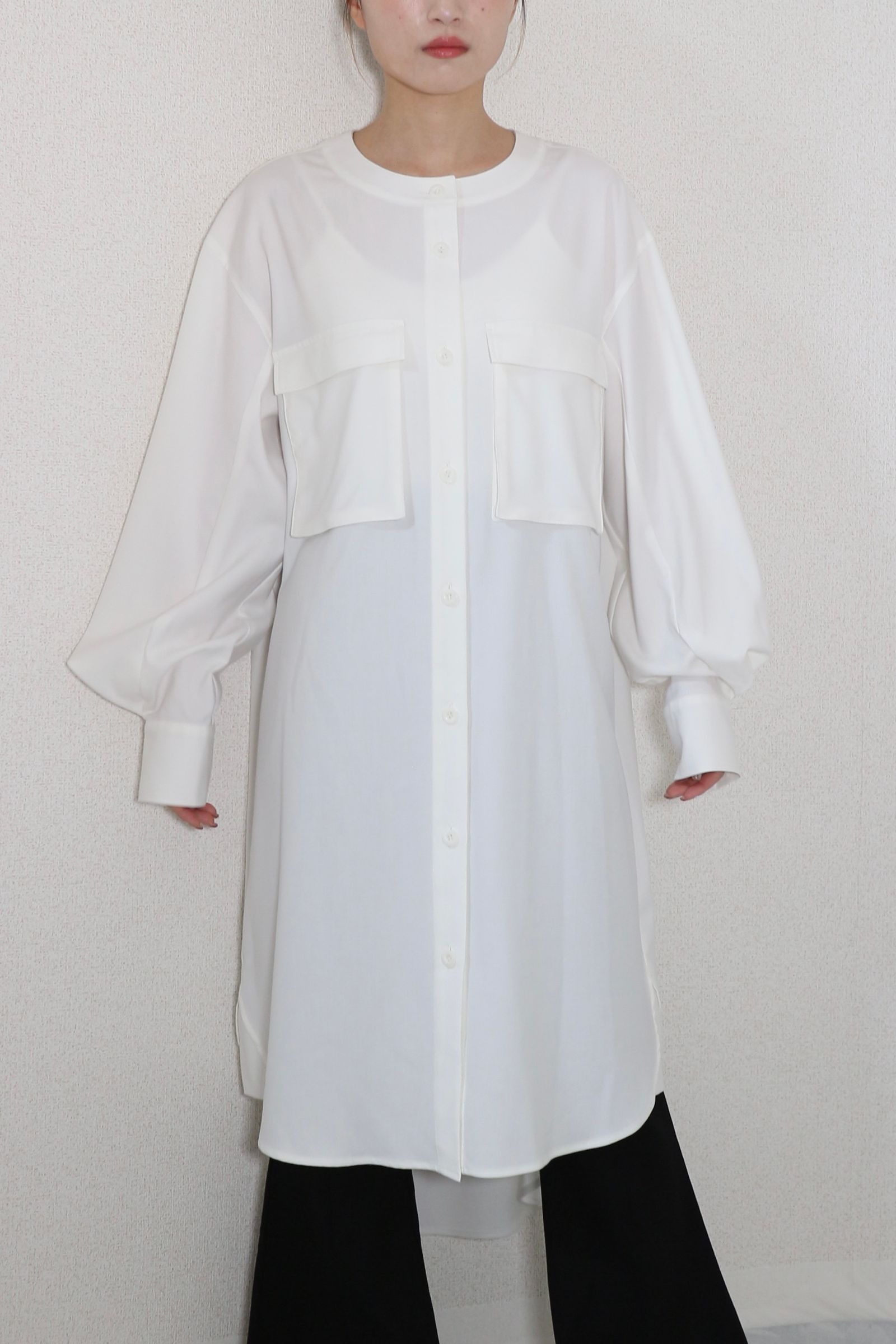 UN3D. - POCKET LONG SH / ポケットロングシャツ (ホワイト